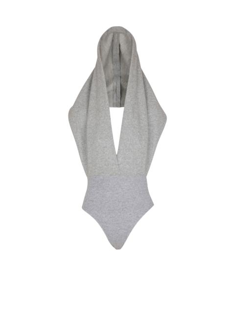 Draped bodysuit with hood