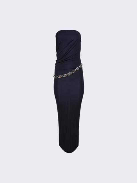 Strapless Ruche Chain Dress Navy