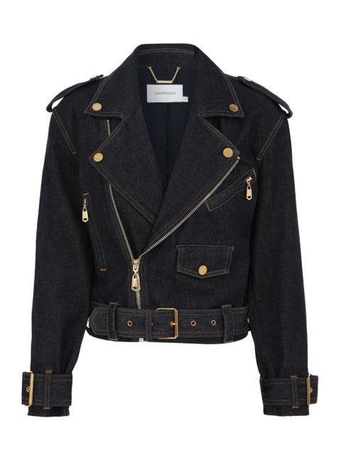 CRUSH DENIM BIKER JACKET