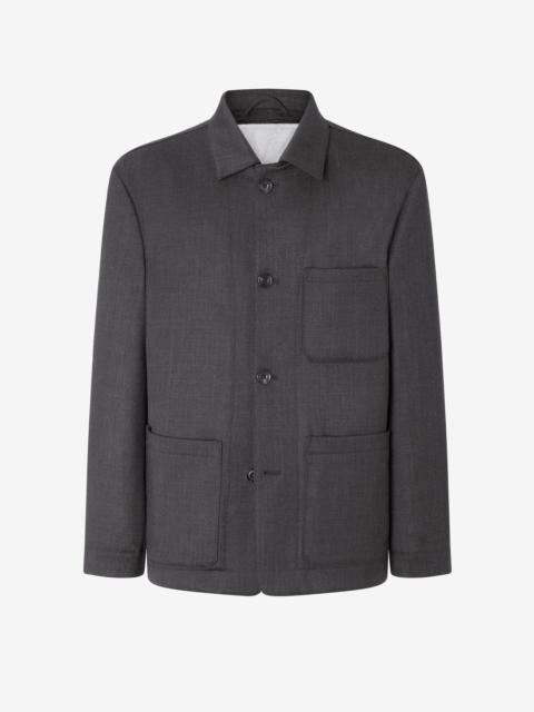 Melange anthracite grey stretch technical wool jacket
