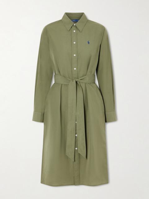 Belted Embroidered Cotton And Linen-blend Maxi Dress