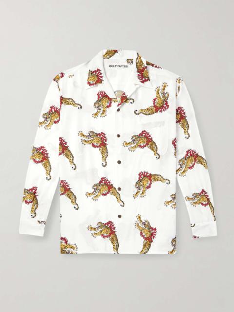 + Tim Lehi Convertible-Collar Printed Matte-Satin Shirt