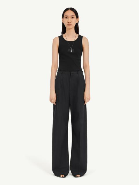 Pinstripe wool wide-leg trousers