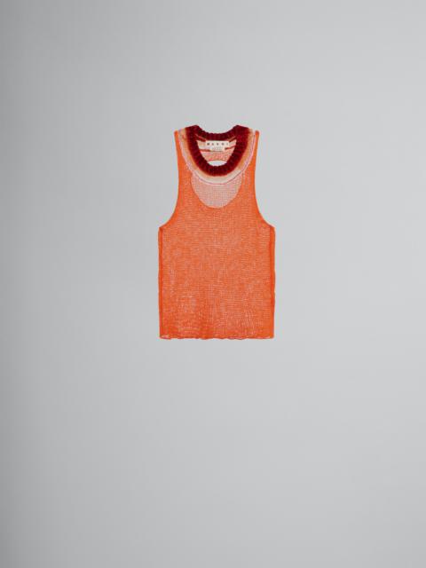 ORANGE WOOL-CASHMERE TOP WITH CUTOUT