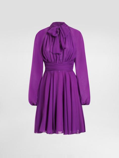 Chiffon dress with draping