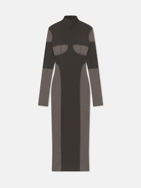 Patchwork Mesh Jersey Midi Dress