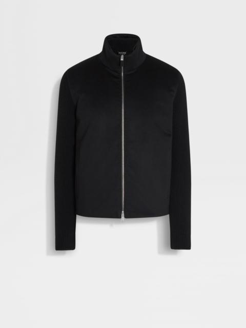 BLACK OASI CASHMERE FULL ZIP CARDIGAN