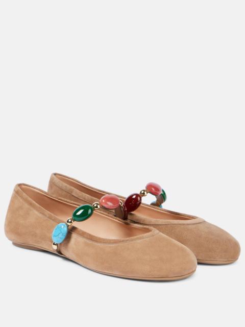 Shanti embellished suede ballet flats
