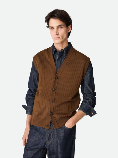 Wool Rib Cardigan Gilet