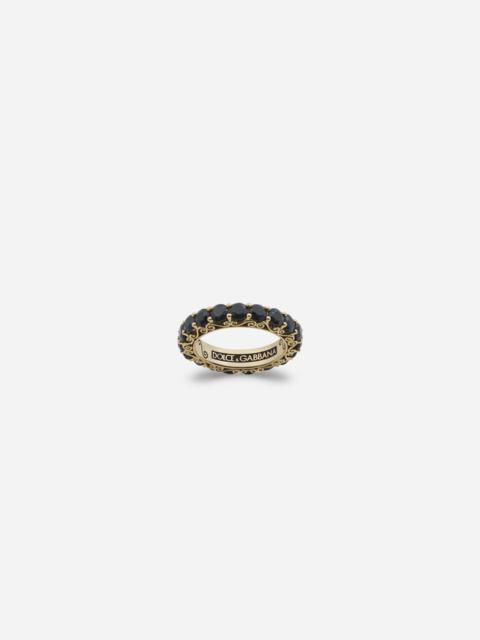 Yellow gold Family ring with black sapphires