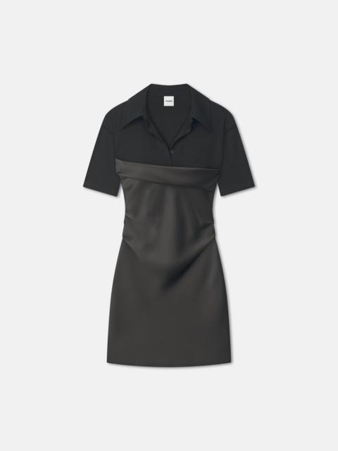 Mesh Jersey and Slip Satin Mini Dress