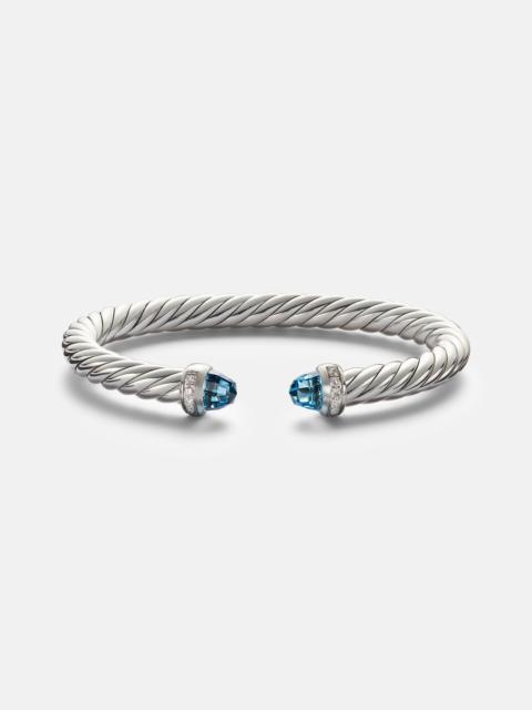 Cable Flex® 925 sterling silver bracelet with diamonds and blue topaz
