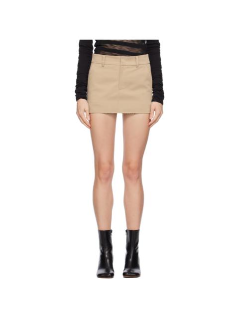 Beige Frayed Miniskirt
