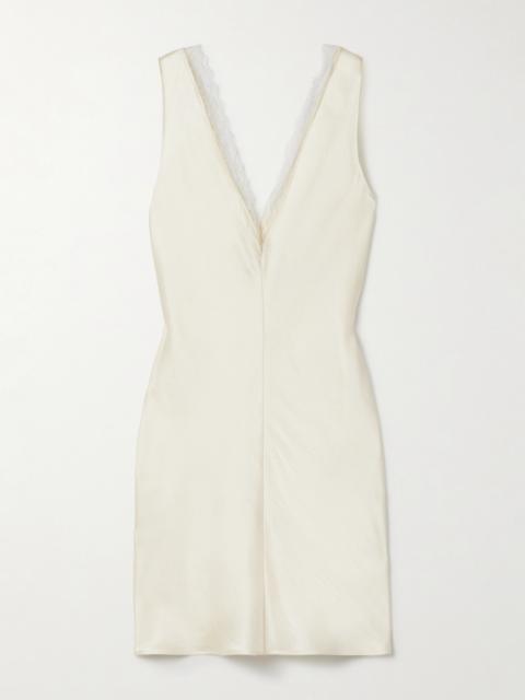 Barb Lace-trimmed Hammered-satin Mini Dress