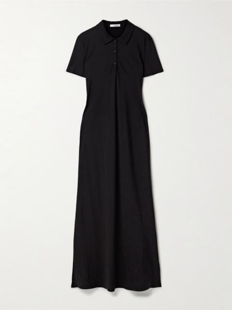 Valenit cotton and silk-blend jersey maxi shirt dress Black