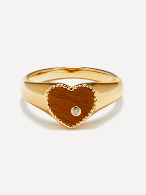 9ct Gold Tigers Eye Baby Heart Signet Ring