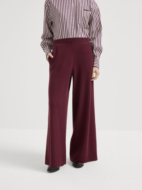 Virgin wool, cashmere and silk knit trousers