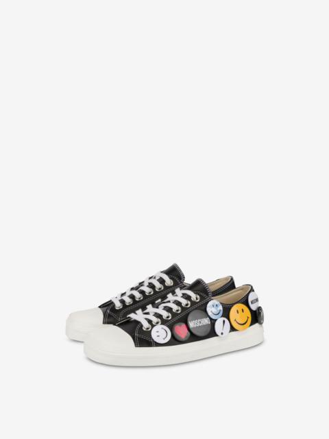 SNEAKERS IN CALFSKIN MOSCHINO PINS