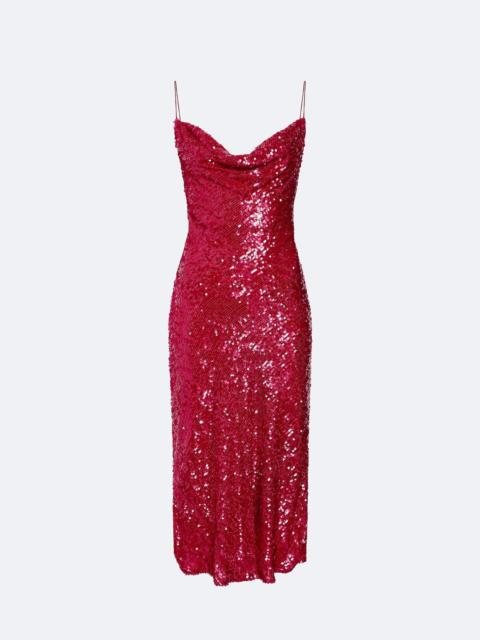 Sequin Cowl Midi Dress