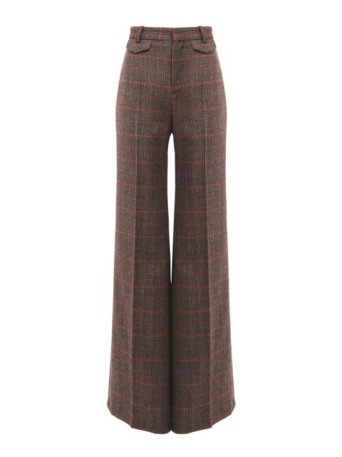 HIGH-RISE FLARED PANTS IN WOOL CHECK