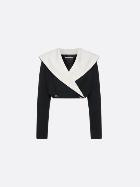 WOOL CRÊPE CROPPED DOUBLE BREASTED JACKET