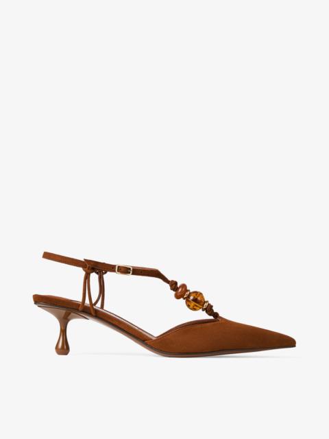 Lauri 50 Tan Mix Suede Slingbacks with Beads