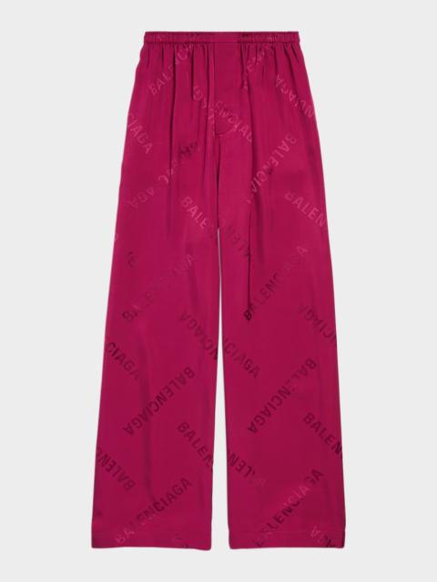 Logo Jacquard Wide-Leg Pajama Pants