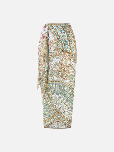 EYELET WRAP MAXI SARONG WITH TIE WAIST