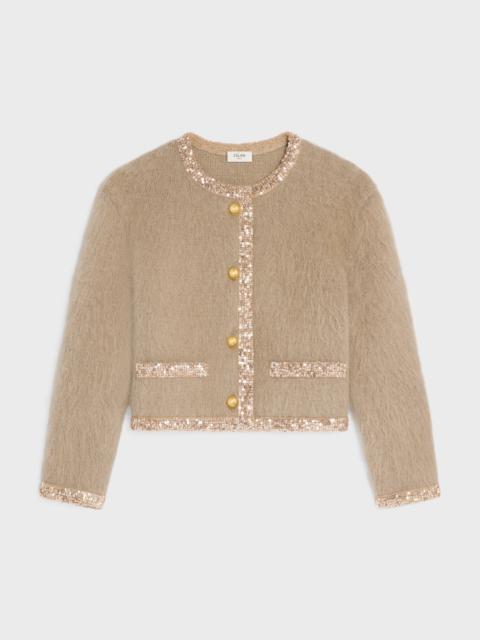 embroidered cardigan jacket in brushed mohair