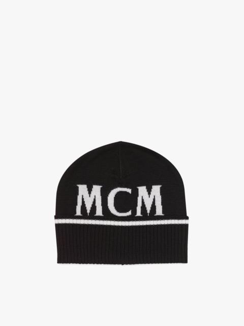 MCM Intarsia Logo Wool Beanie | REVERSIBLE display picture 1
