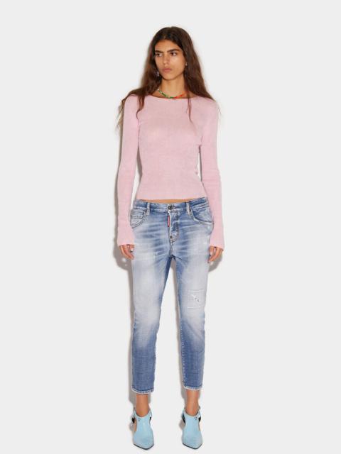LIGHT CLEAN WASH COOL GIRL CROPPED JEANS