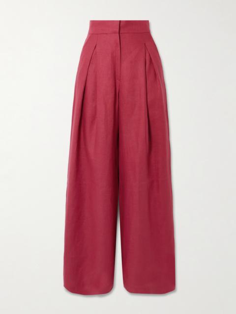 Desperte Pleated Linen Wide-leg Pants