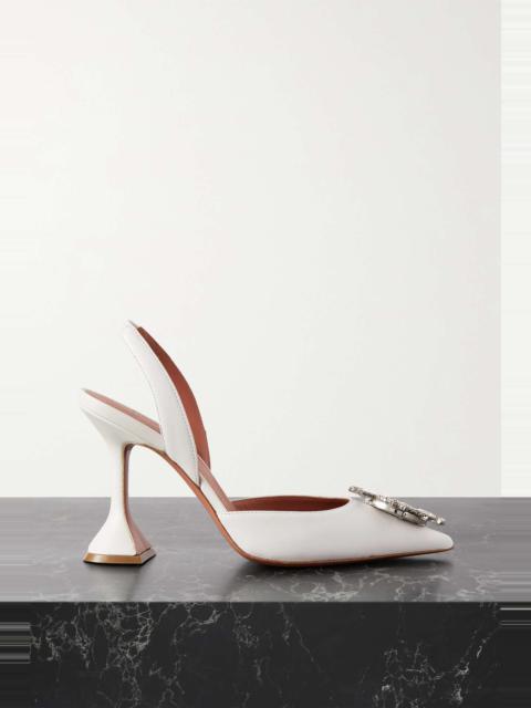 Begum Swarovski crystal-embellished leather slingback pumps