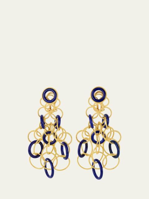 Hawaii Color 18K Yellow Gold Lapis Lazuli Earrings, 7cm