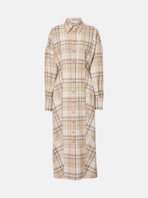 Checked cotton-blend shirt dress