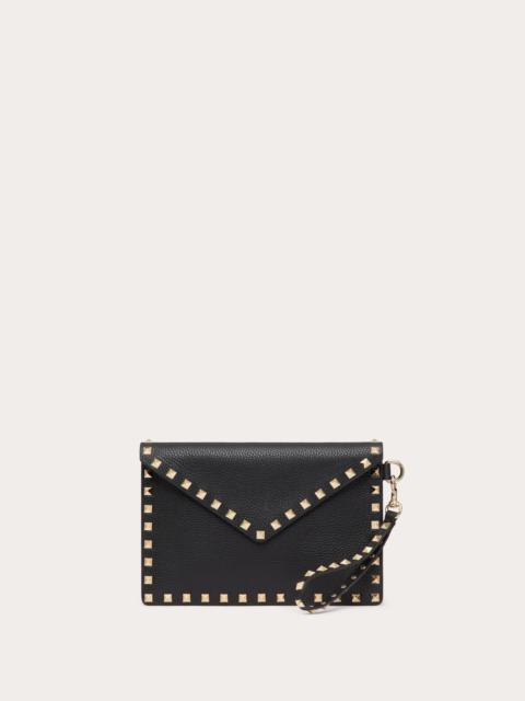 ROCKSTUD GRAINY CALFSKIN POUCH