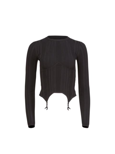 Rib Long Sleeve Garter Top