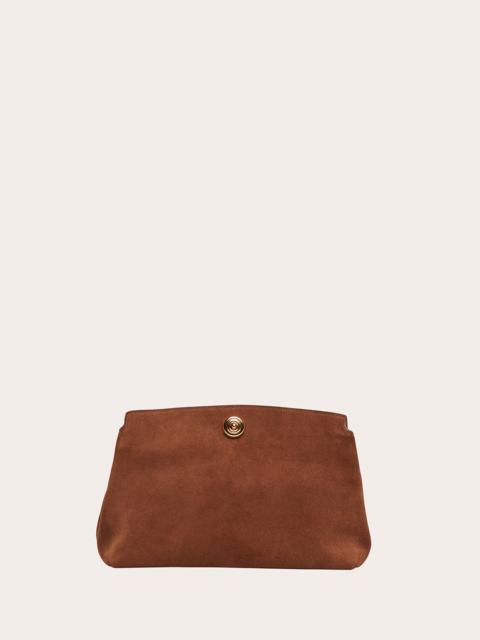 PUSHLOCK POUCH SADDLE BROWN SUEDE