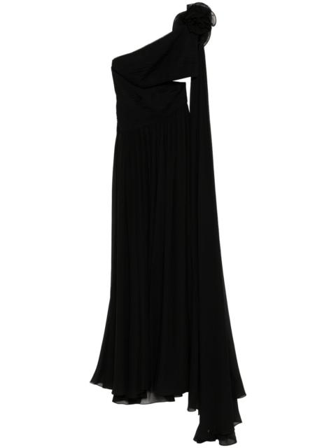 asymmetric silk gown