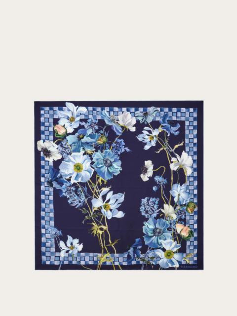 Fiori print silk scarf