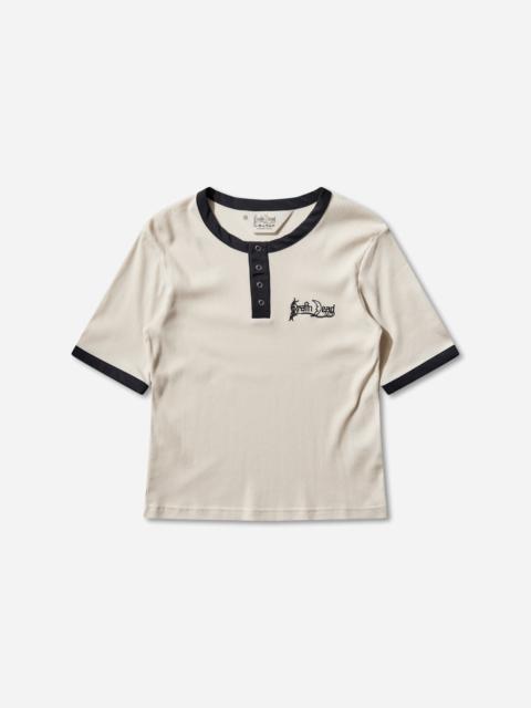 Women's Ribbed Henley Top Natural