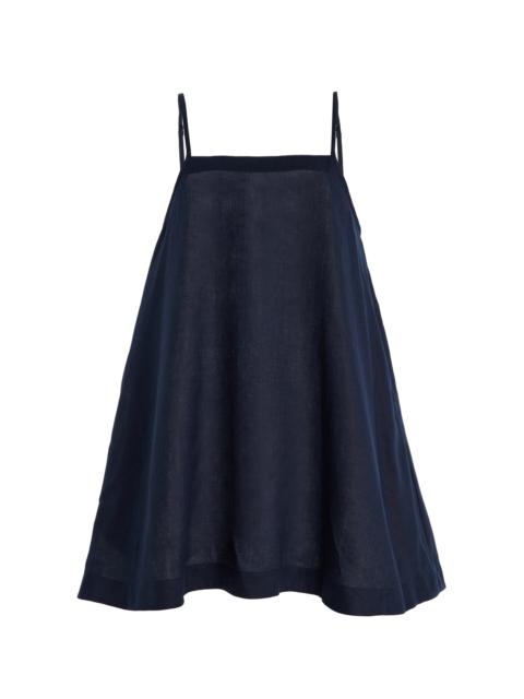 Leiden Flared Linen Mini Dress blue