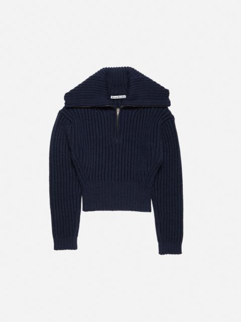 Wool half-zip knit - Navy
