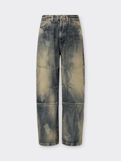 Acid-washed denim trousers