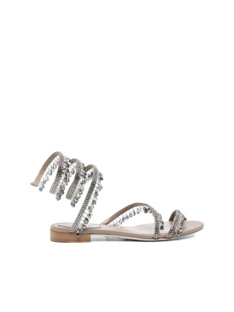 crystal-embellished spiral-wrap sandals