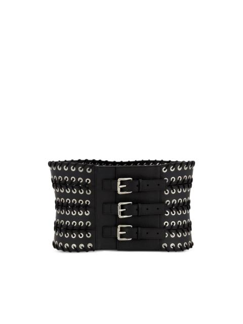 Show eyelet buckle leather belt
