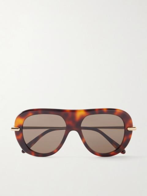 Slim Tortoiseshell Acetate Aviator-style Sunglasses