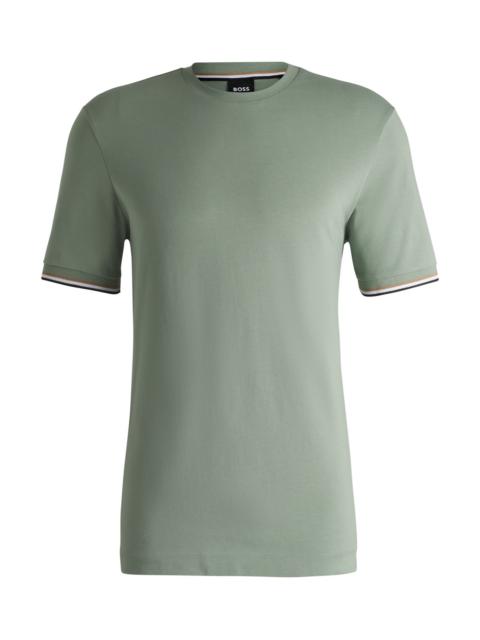 COTTON-JERSEY T-SHIRT WITH SIGNATURE-STRIPE CUFFS