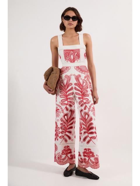 Cutwork Embroidered Wide Leg Woven Jumpsuit