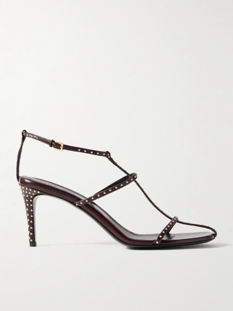 Cage Studded Glossed-leather Sandals